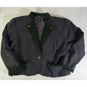Vintage Lodenfrey Wool Hunting Riding Jacket Women Grey Trachten Field Blazer L
